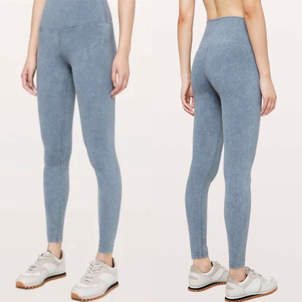LULULEMON Wunder Under Washed Moon Blue High-Rise 28" Leggings Womens 2